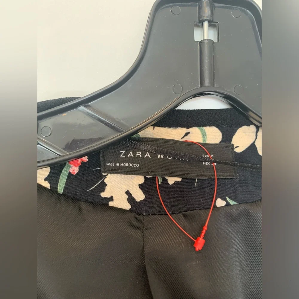 Zara Floral Patchwork Black Multicolor Blazer Jacket - Picture 7 of 9